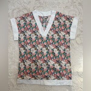 Cupshe Floral V-Neck Cover Up with Purple and‎ Green Accents